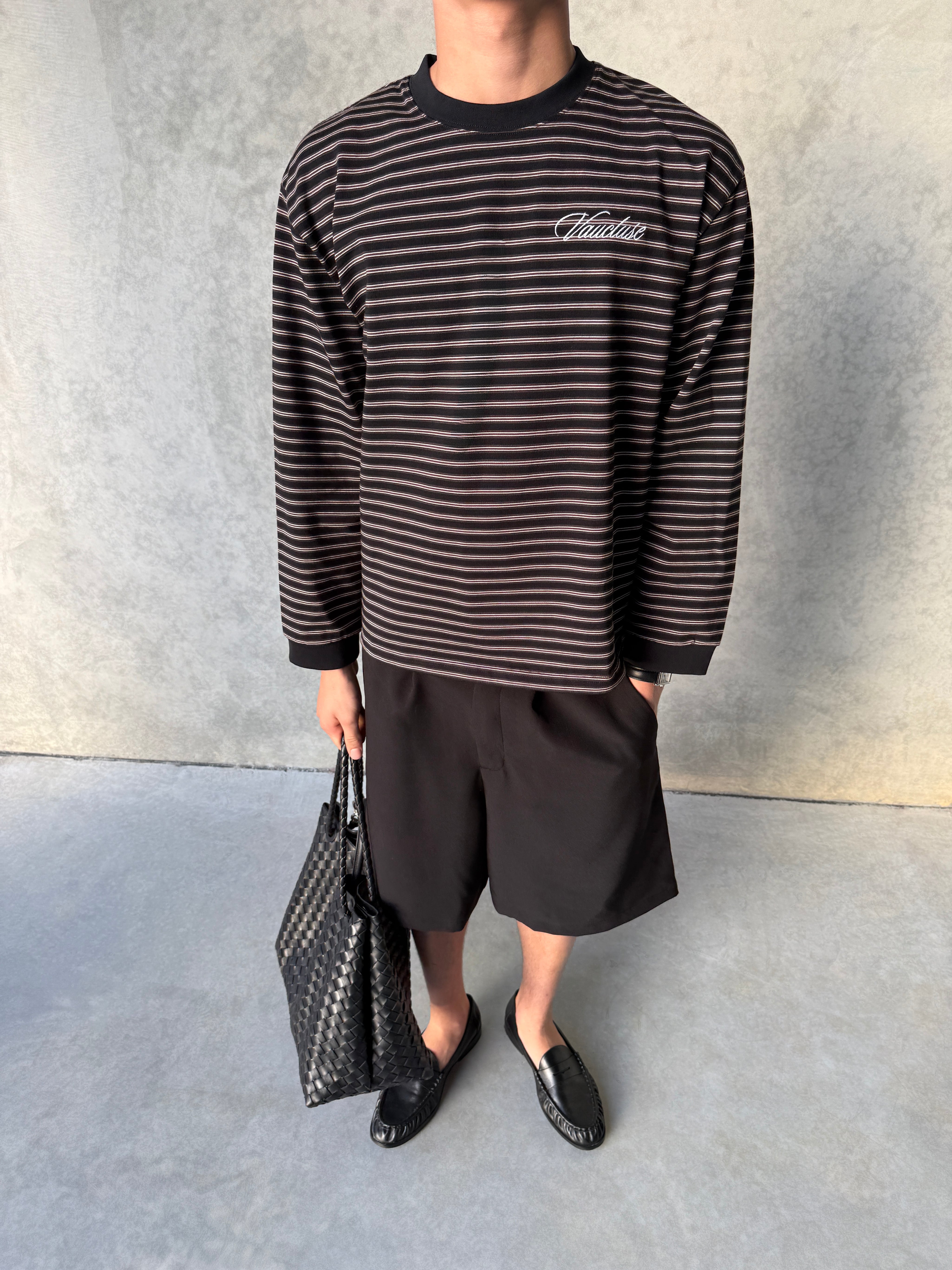 Striped Long Sleeve T-Shirt - Black/White
