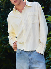 Striped Signature Long Sleeve Shirt - Cream/Brown