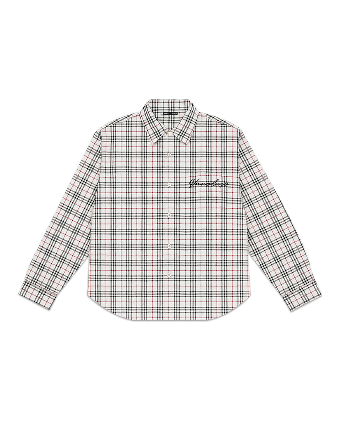 (PRE ORDER) Checkered Signature Long Sleeve Shirt - White/Red