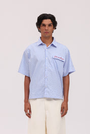 Striped Signature Short Sleeve Shirt - White/Blue