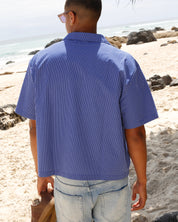 Checkered Signature Short Sleeve Shirt -  Deep Blue/White