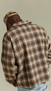 Quilted Flannel Over Shirt - Beige/Brown