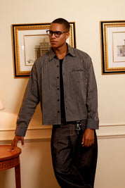 Checkered Signature Long Sleeve Shirt - Charcoal/White