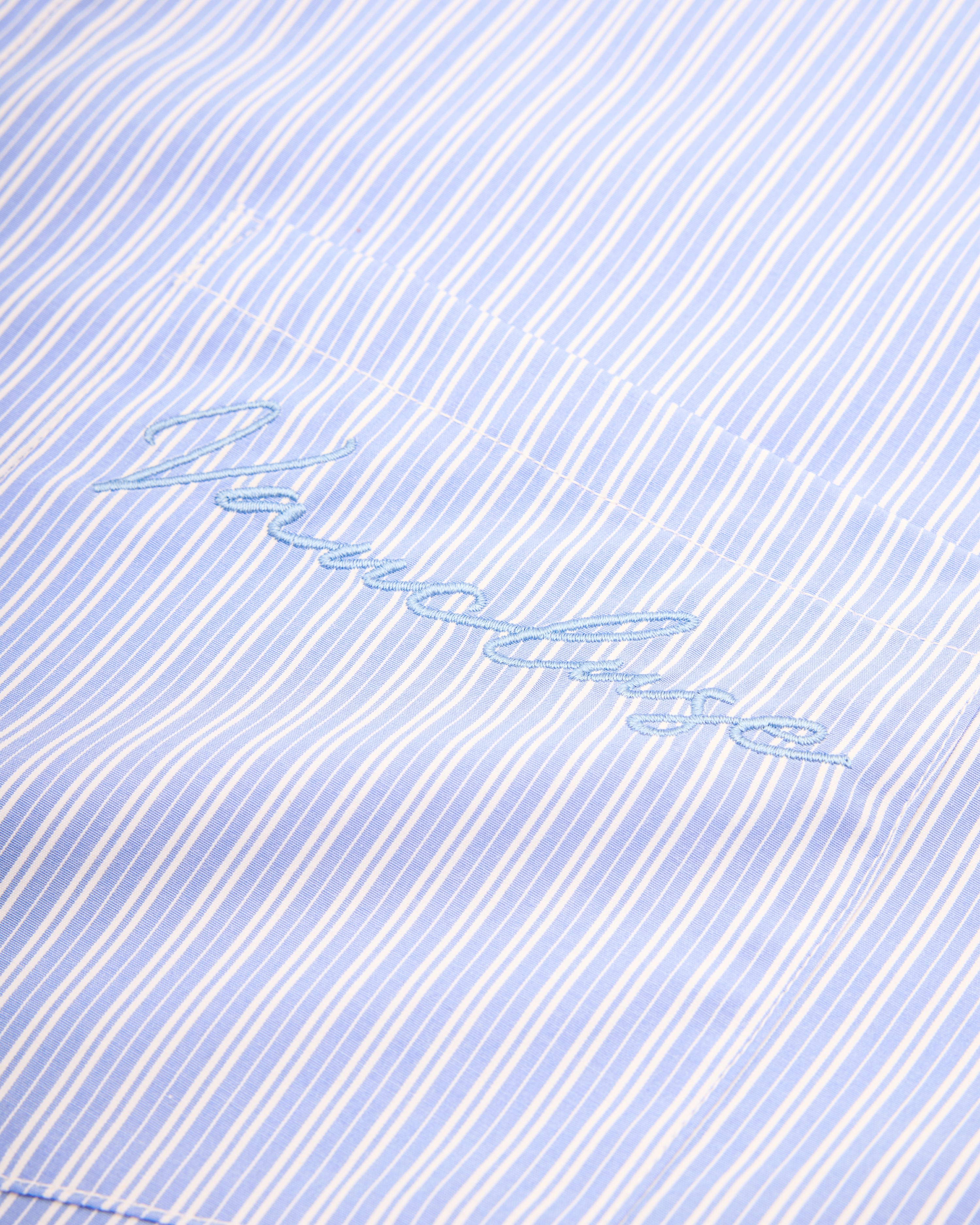 Striped Signature Long Sleeve Shirt - Powder Blue/White