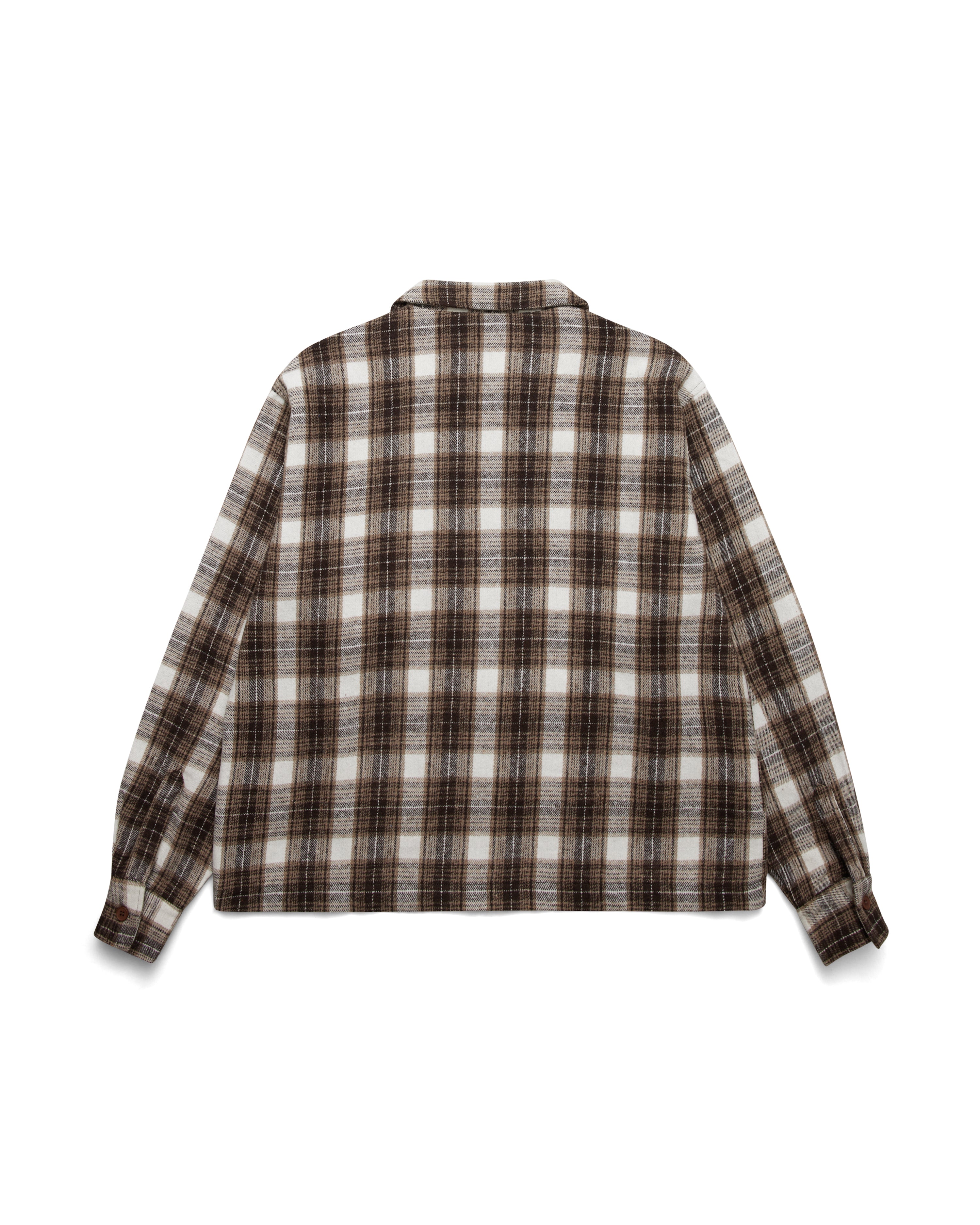 Quilted Flannel Over Shirt - White/Brown