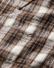 Quilted Flannel Over Shirt - White/Brown