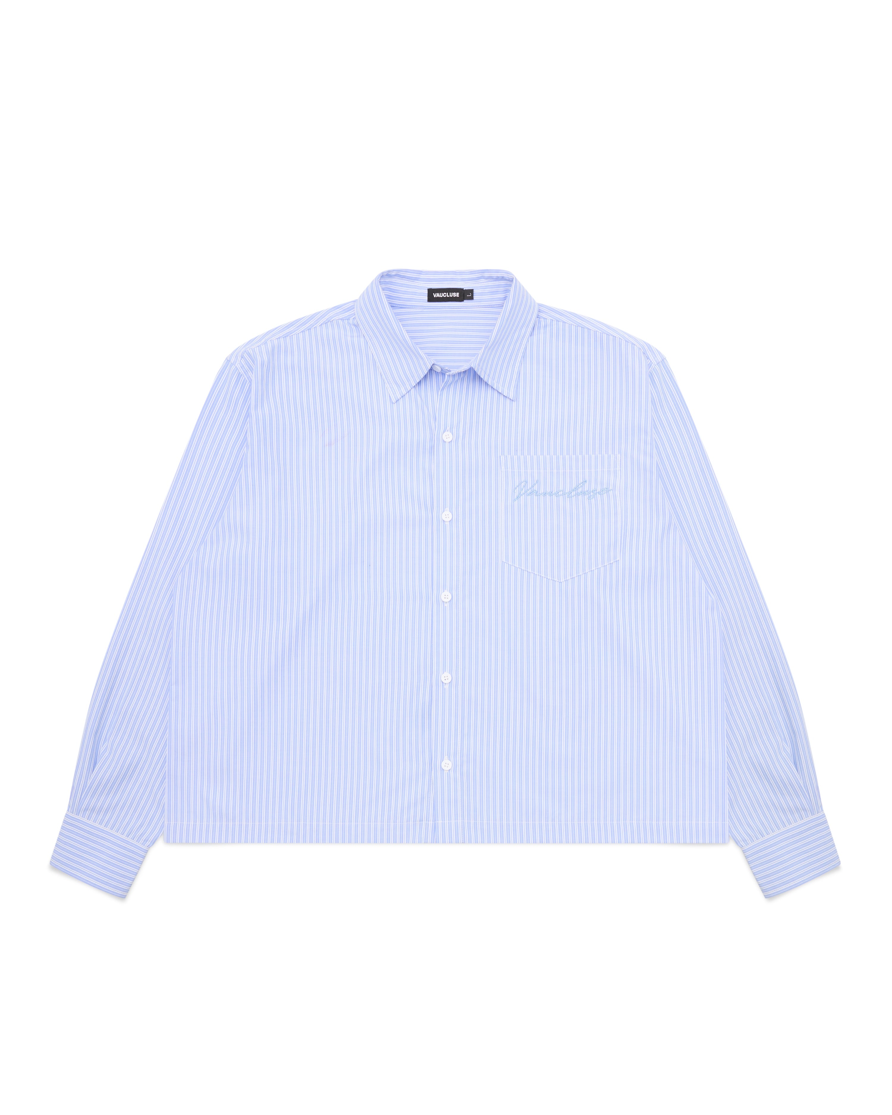 Striped Signature Long Sleeve Shirt - Powder Blue/White