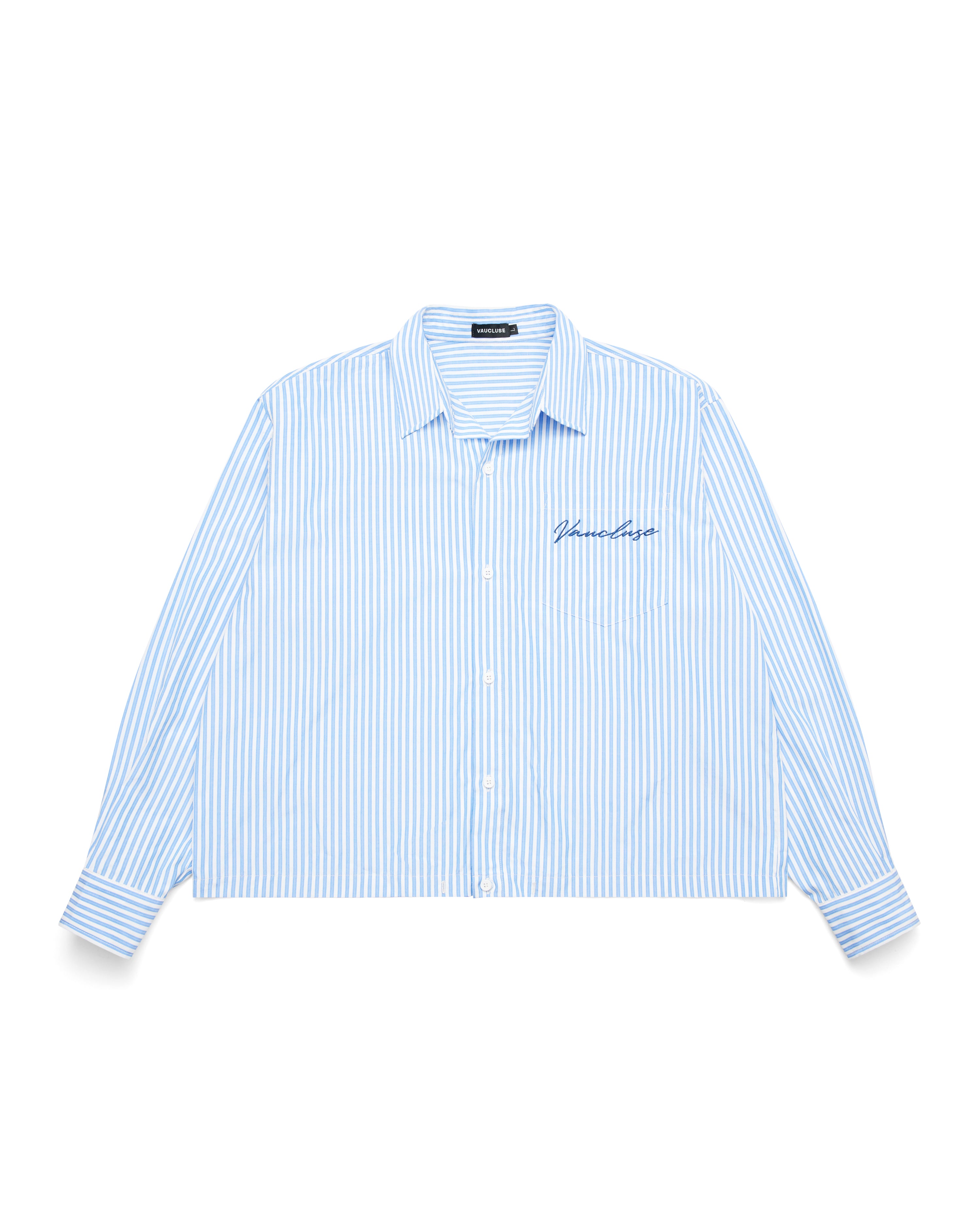 Striped Signature Long Sleeve Shirt - White/Dark Blue