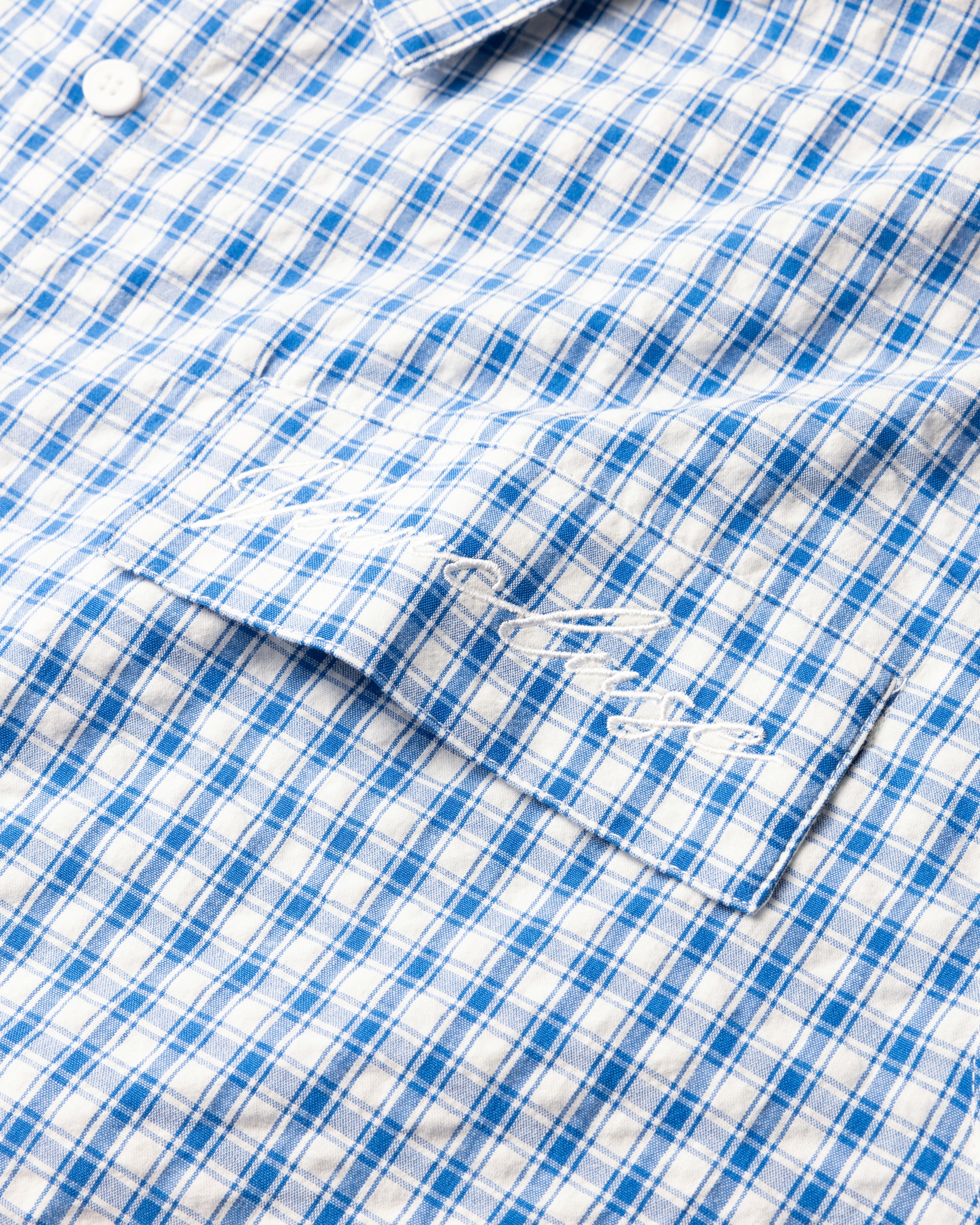 Checkered Signature Short Sleeve Shirt - White/Blue