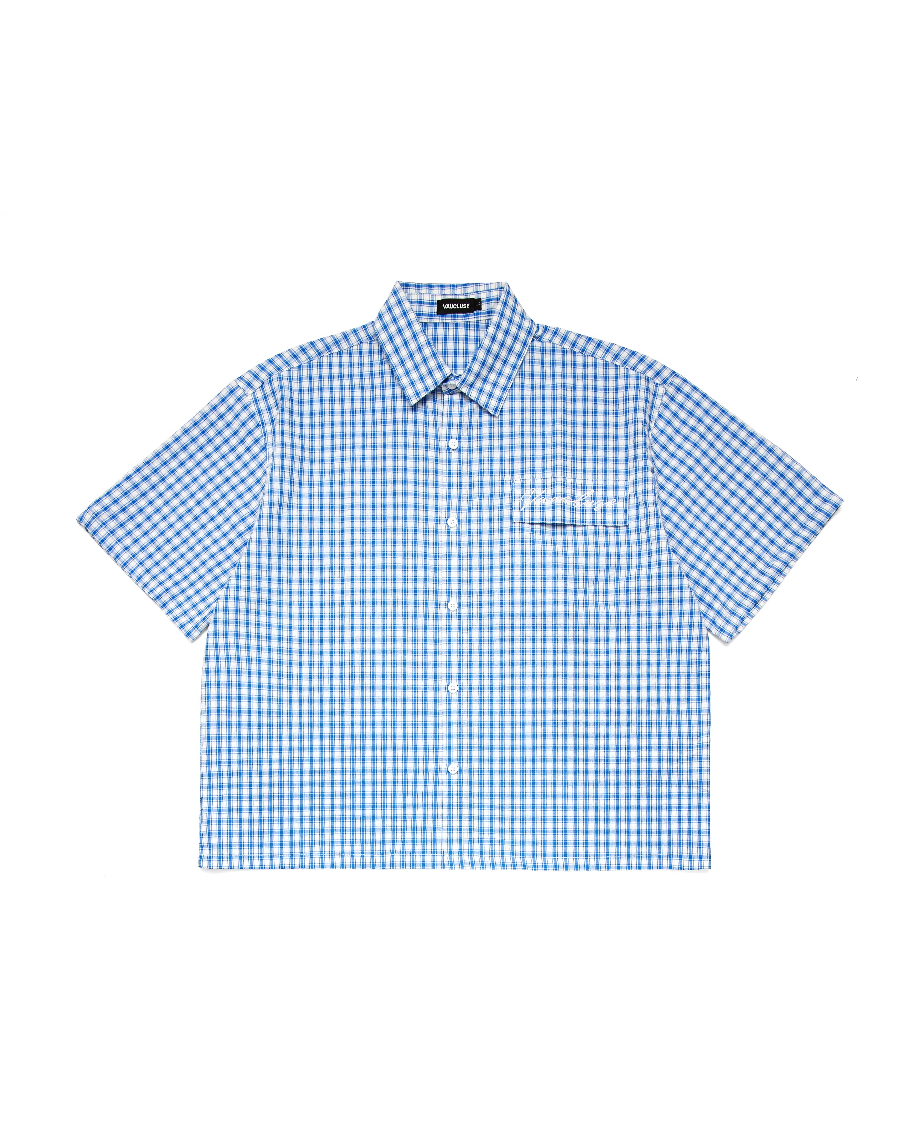 Checkered Signature Short Sleeve Shirt - White/Blue