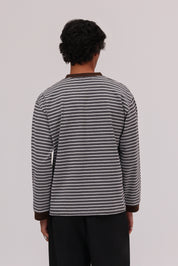 Striped Long Sleeve T-Shirt - Grey/Brown