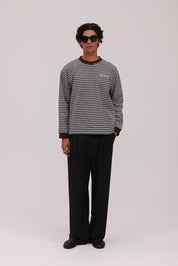 Striped Long Sleeve T-Shirt - Grey/Brown