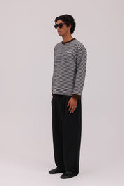 Striped Long Sleeve T-Shirt - Grey/Brown