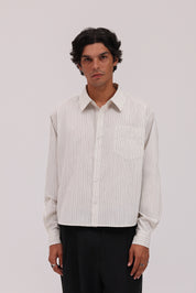 PRE - ORDER Striped Signature Long Sleeve Shirt - Beige/Black