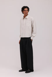 PRE - ORDER Striped Signature Long Sleeve Shirt - Beige/Black