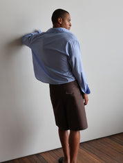 Tailored Double Pleated Shorts - Brown