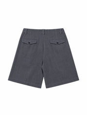Tailored Double Pleated Shorts - Charcoal