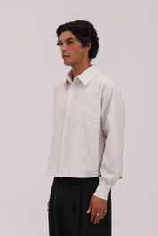 PRE - ORDER Striped Signature Long Sleeve Shirt - Beige/Black