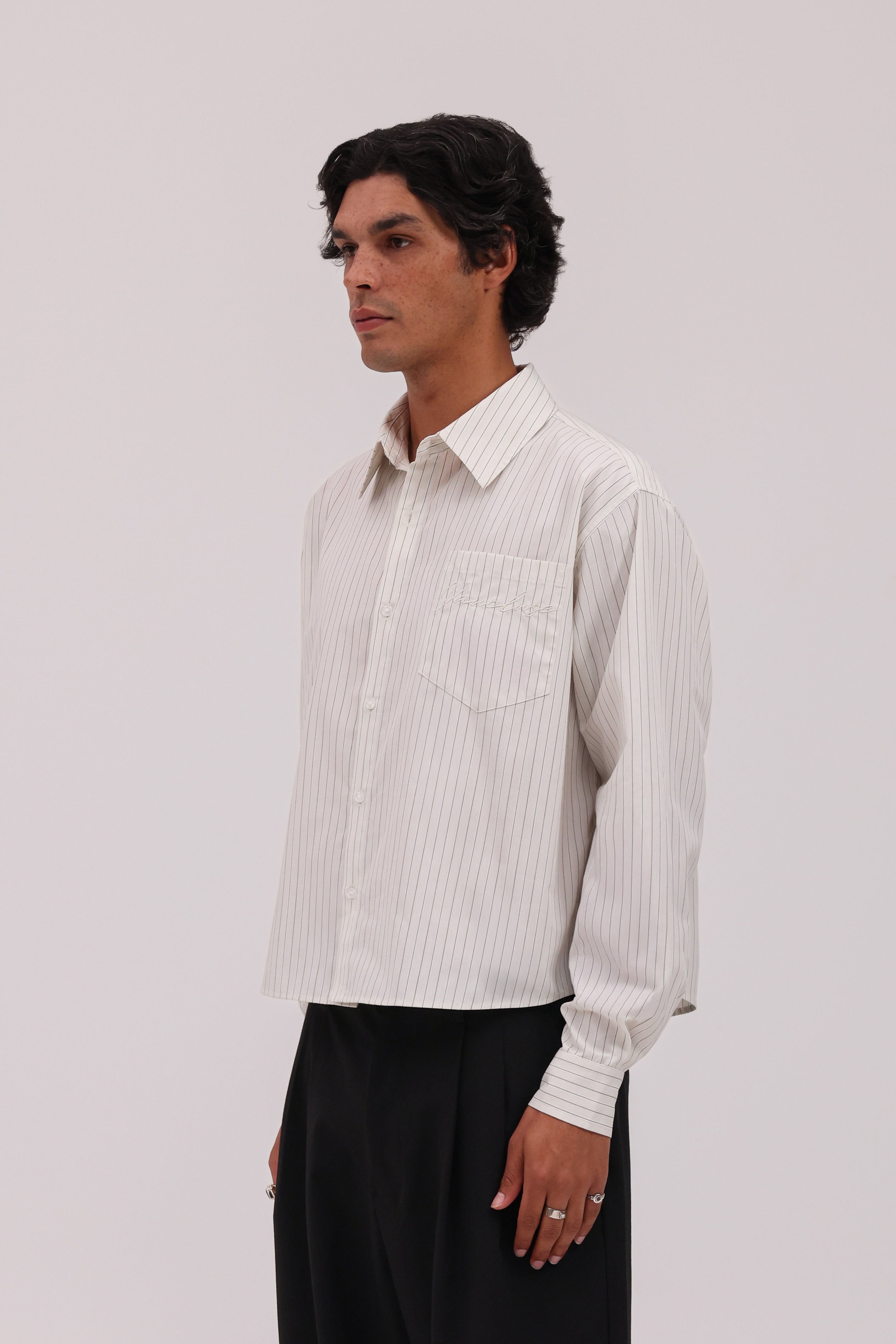 PRE - ORDER Striped Signature Long Sleeve Shirt - Beige/Black