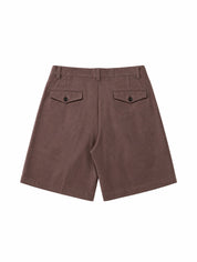 Tailored Double Pleated Shorts - Brown