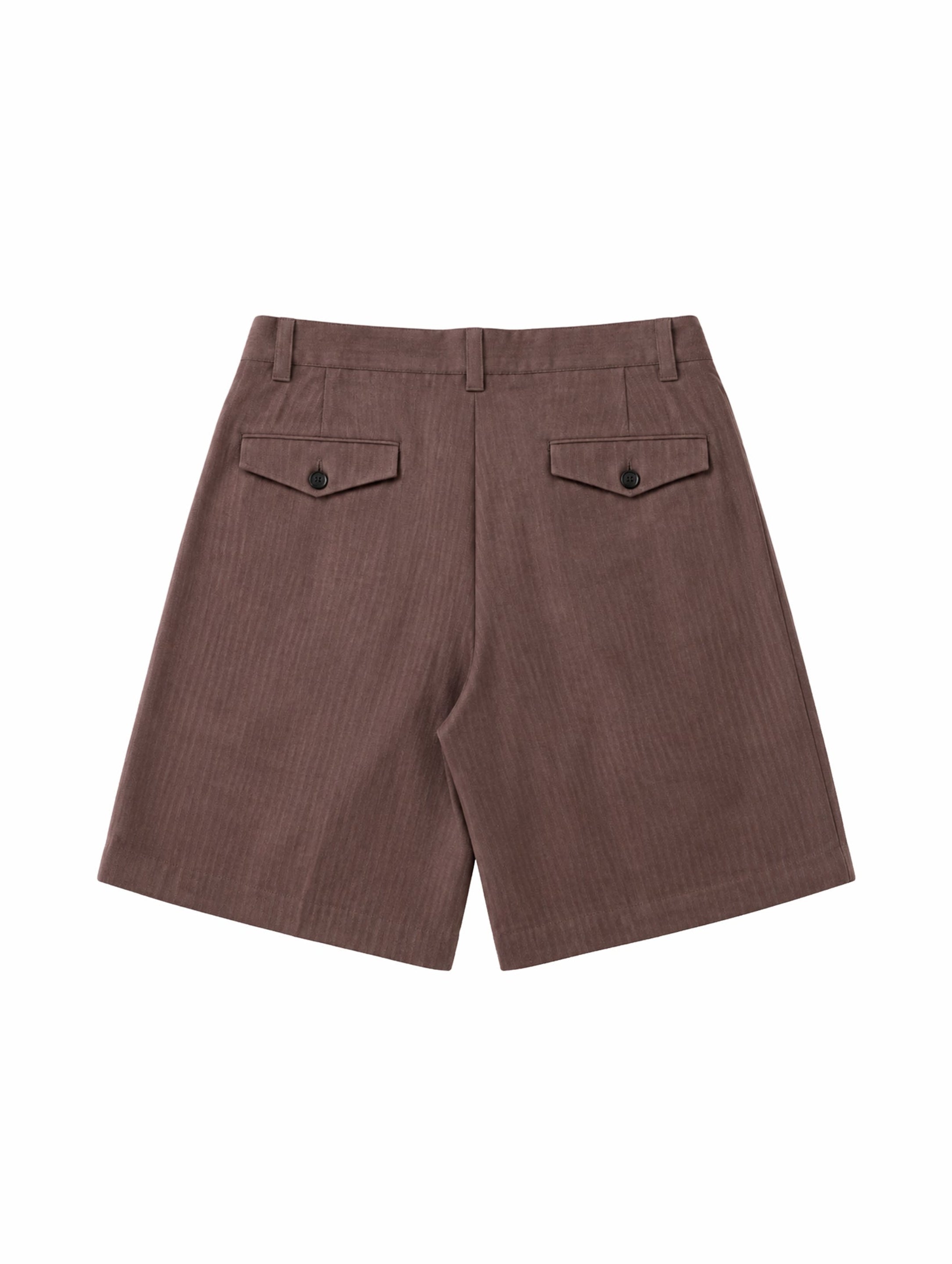 Tailored Double Pleated Shorts - Brown
