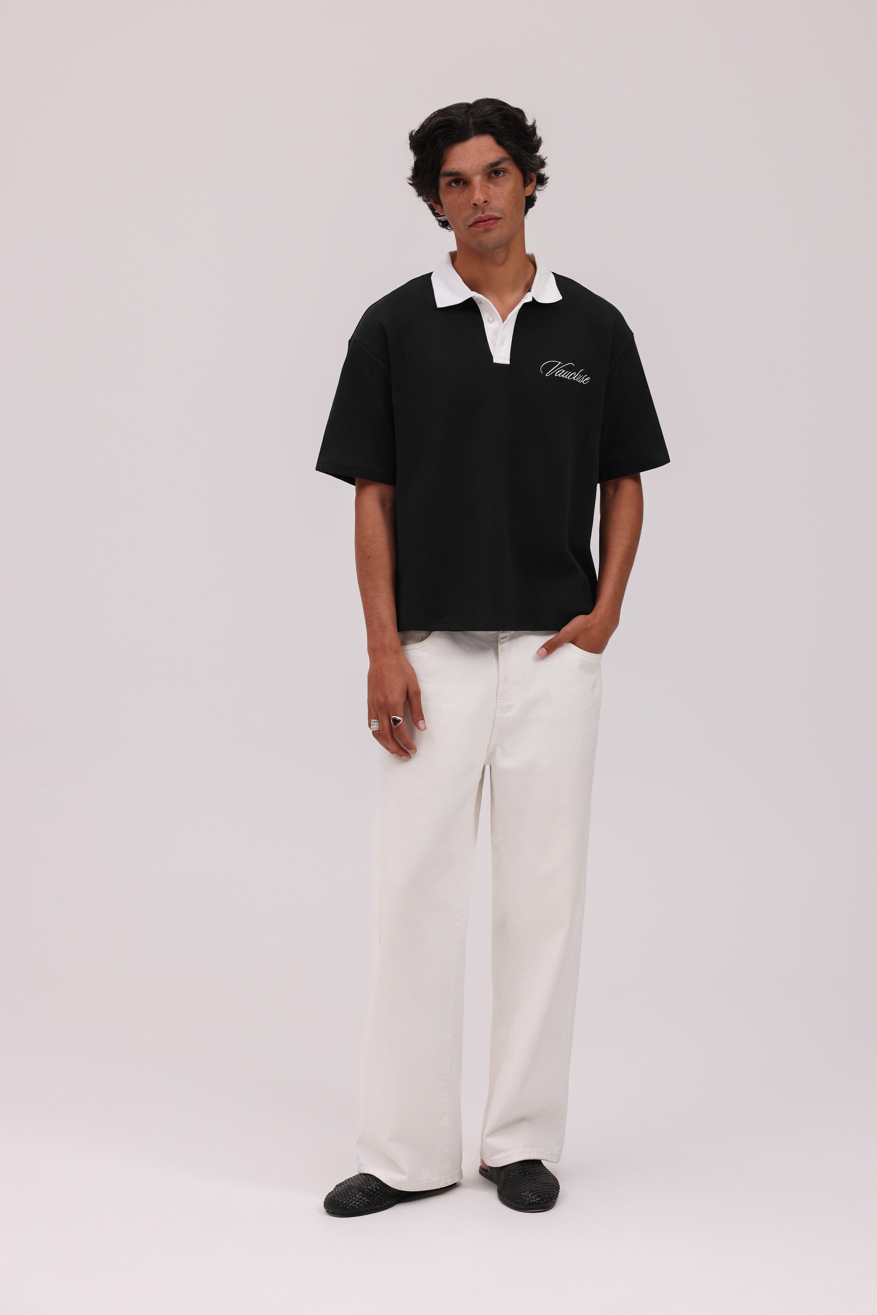 Signature Short Sleeve Polo Shirt - Black/White
