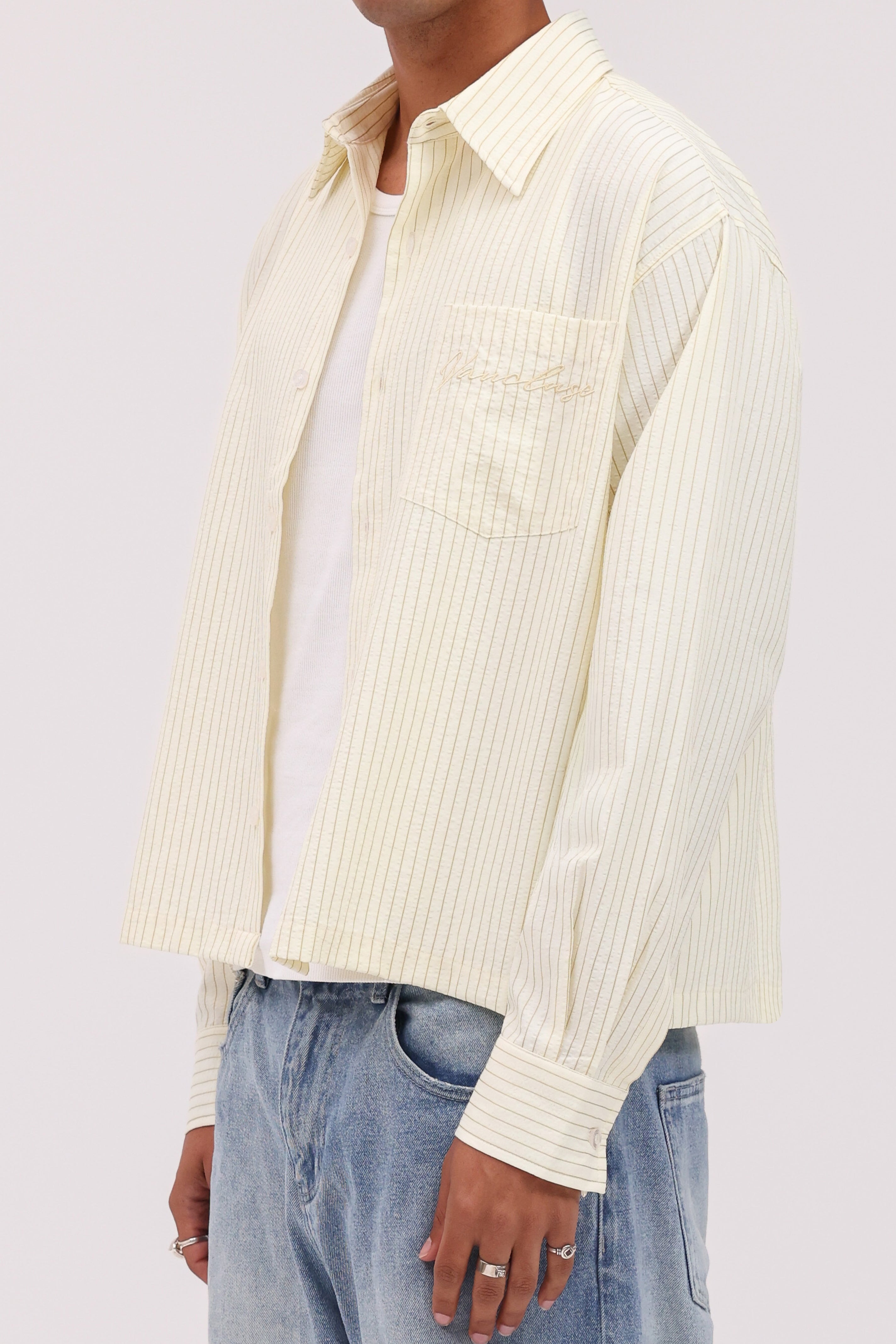 Striped Signature Long Sleeve Shirt - Cream/Brown