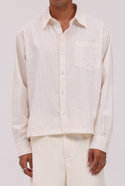 Striped Signature Long Sleeve Shirt - Off White/Pink