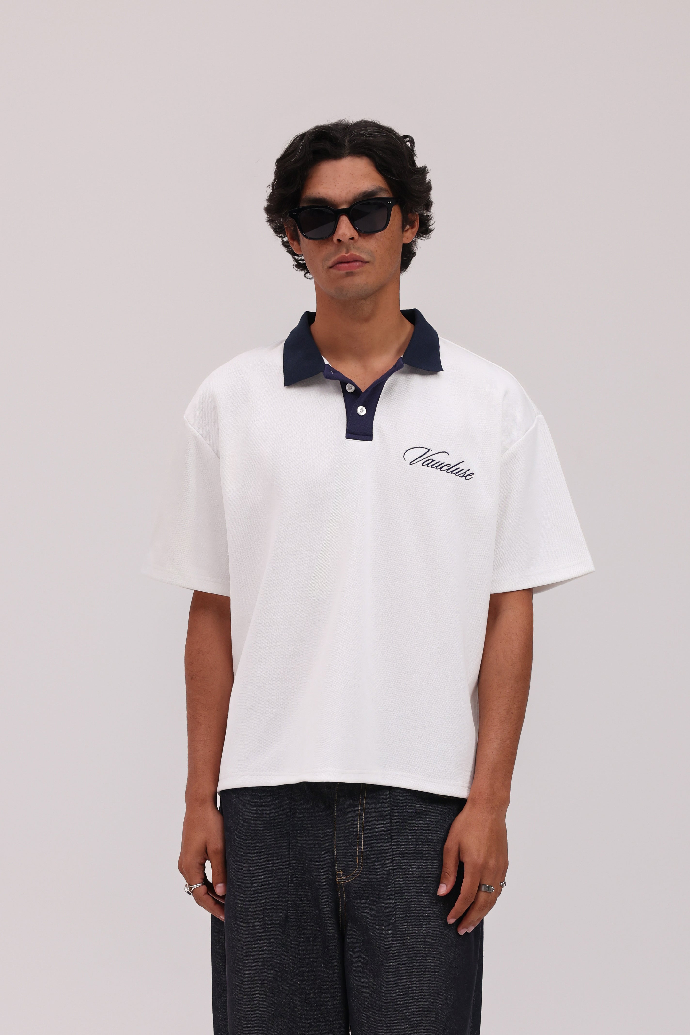 PRE-ORDER | Signature Short Sleeve Polo Shirt - White/Navy