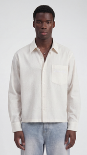Striped Signature Long Sleeve Shirt - Off White/Pink