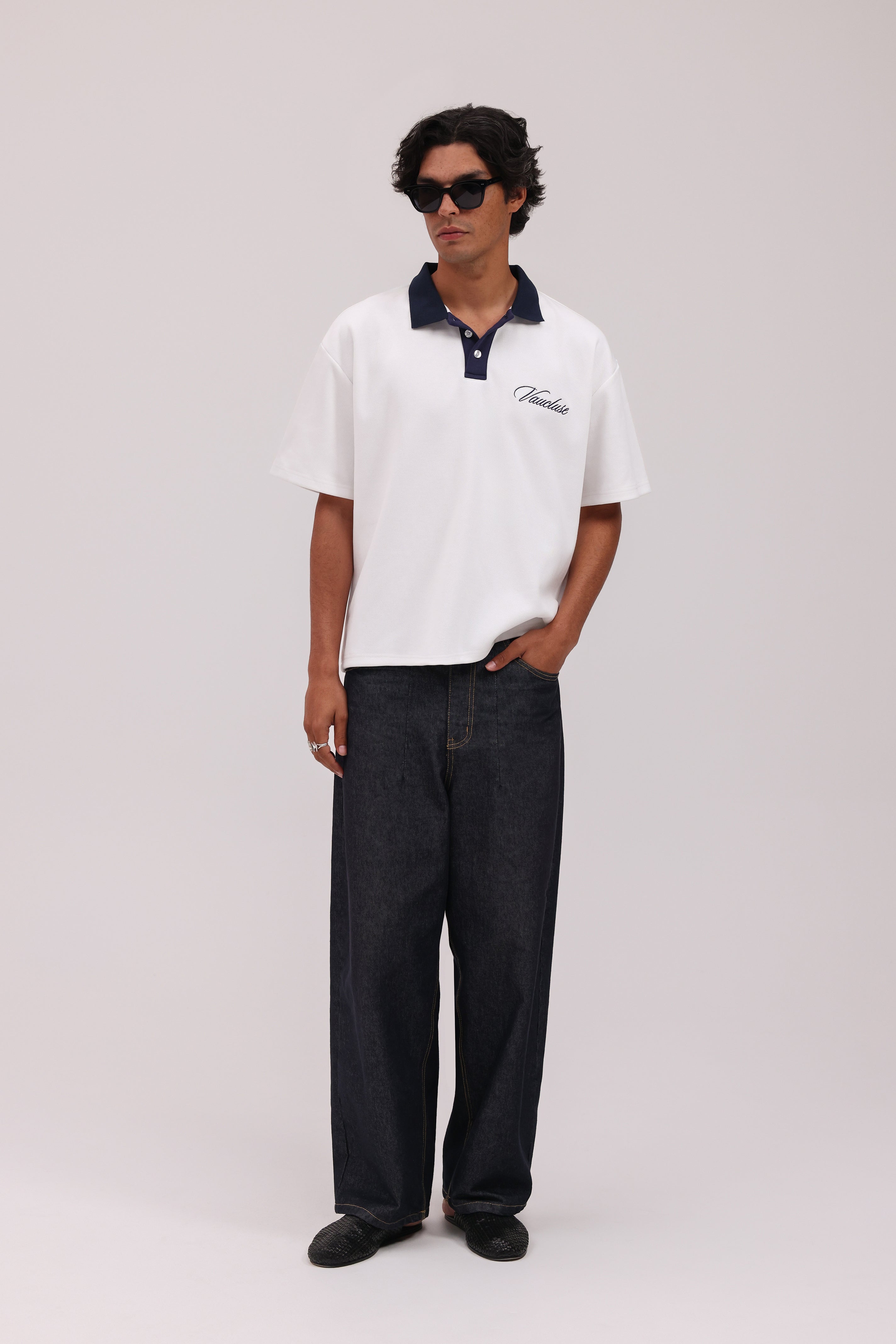 PRE-ORDER | Signature Short Sleeve Polo Shirt - White/Navy