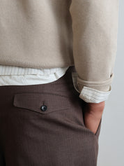 Tailored Double Pleated Shorts - Brown