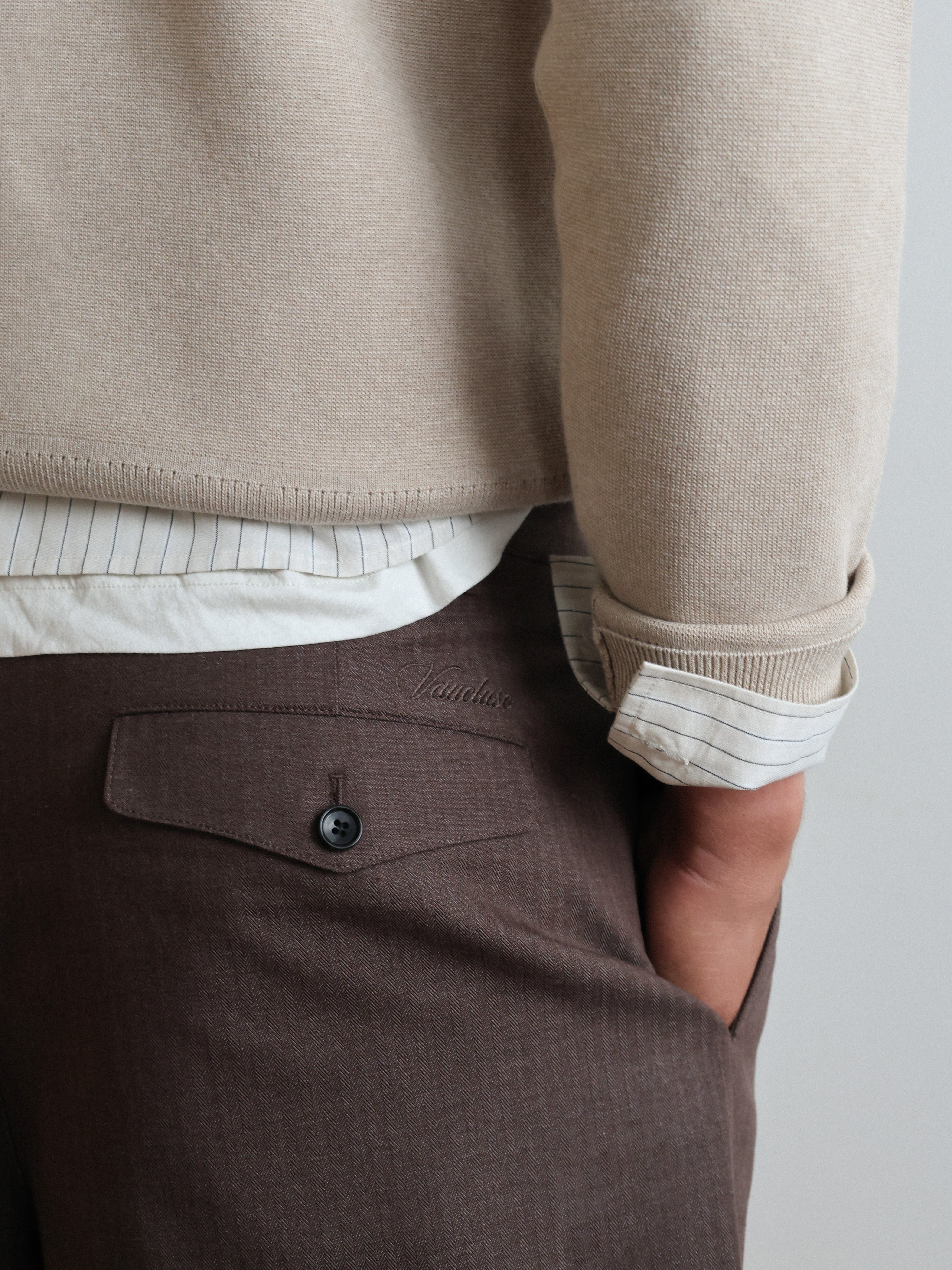 Tailored Double Pleated Shorts - Brown