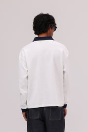 Signature Long Sleeve Polo Shirt - White/Navy