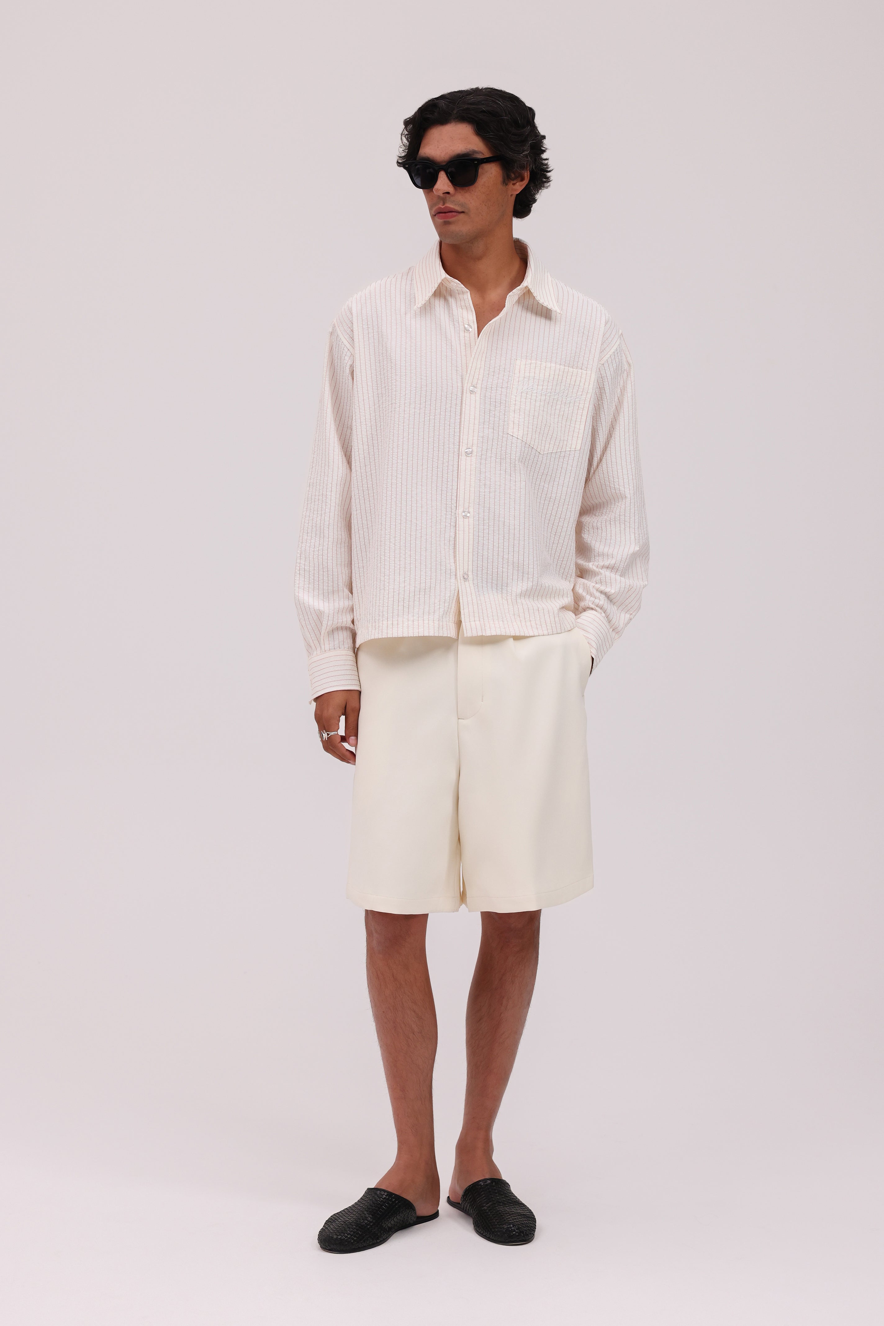 Striped Signature Long Sleeve Shirt - Off White/Pink