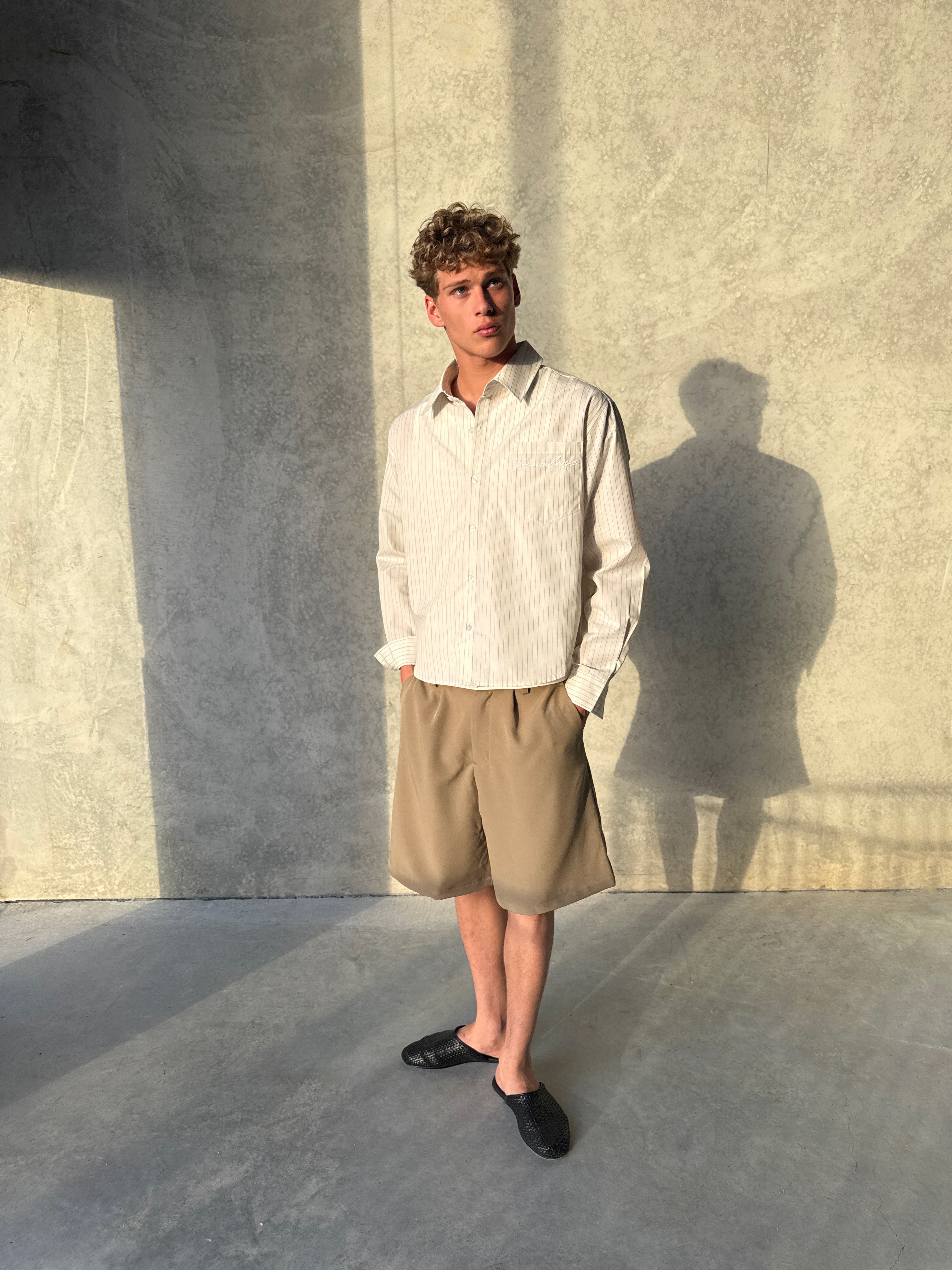 Pleated Shorts - Taupe
