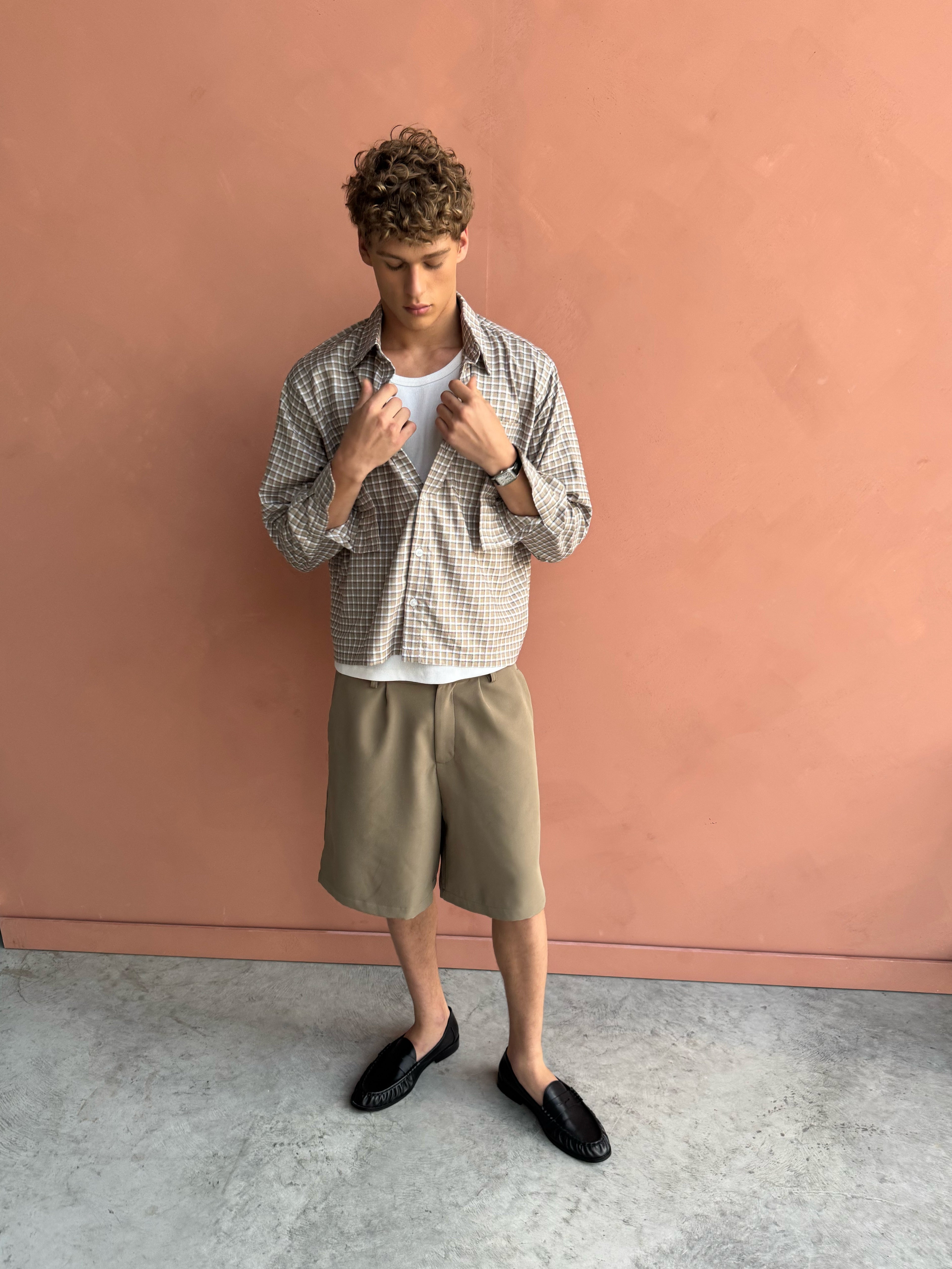 Pleated Shorts - Taupe