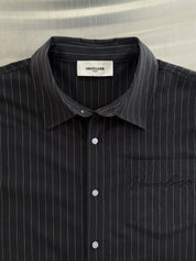 Pinstriped Signature Long Sleeve Shirt - Charcoal/White
