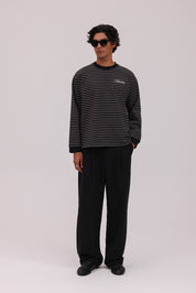 Striped Long Sleeve T-Shirt - Black/White