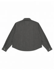 Striped Signature Long Sleeve Shirt - Charcoal Pinstripe
