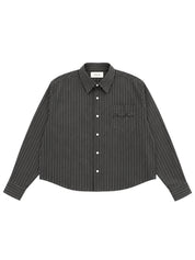 Striped Signature Long Sleeve Shirt - Charcoal Pinstripe