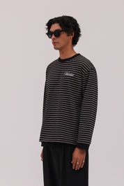 Striped Long Sleeve T-Shirt - Black/White