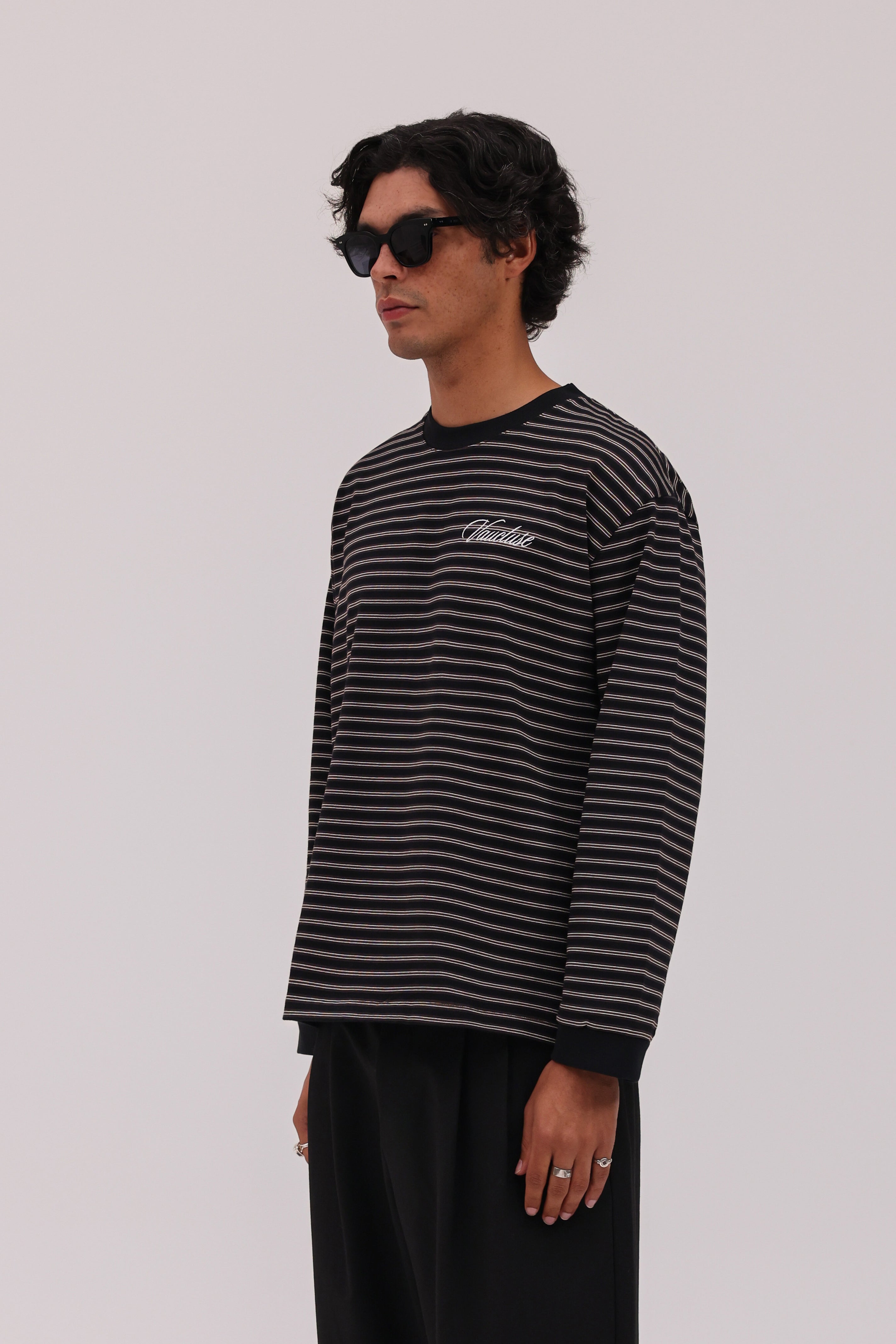Striped Long Sleeve T-Shirt - Black/White