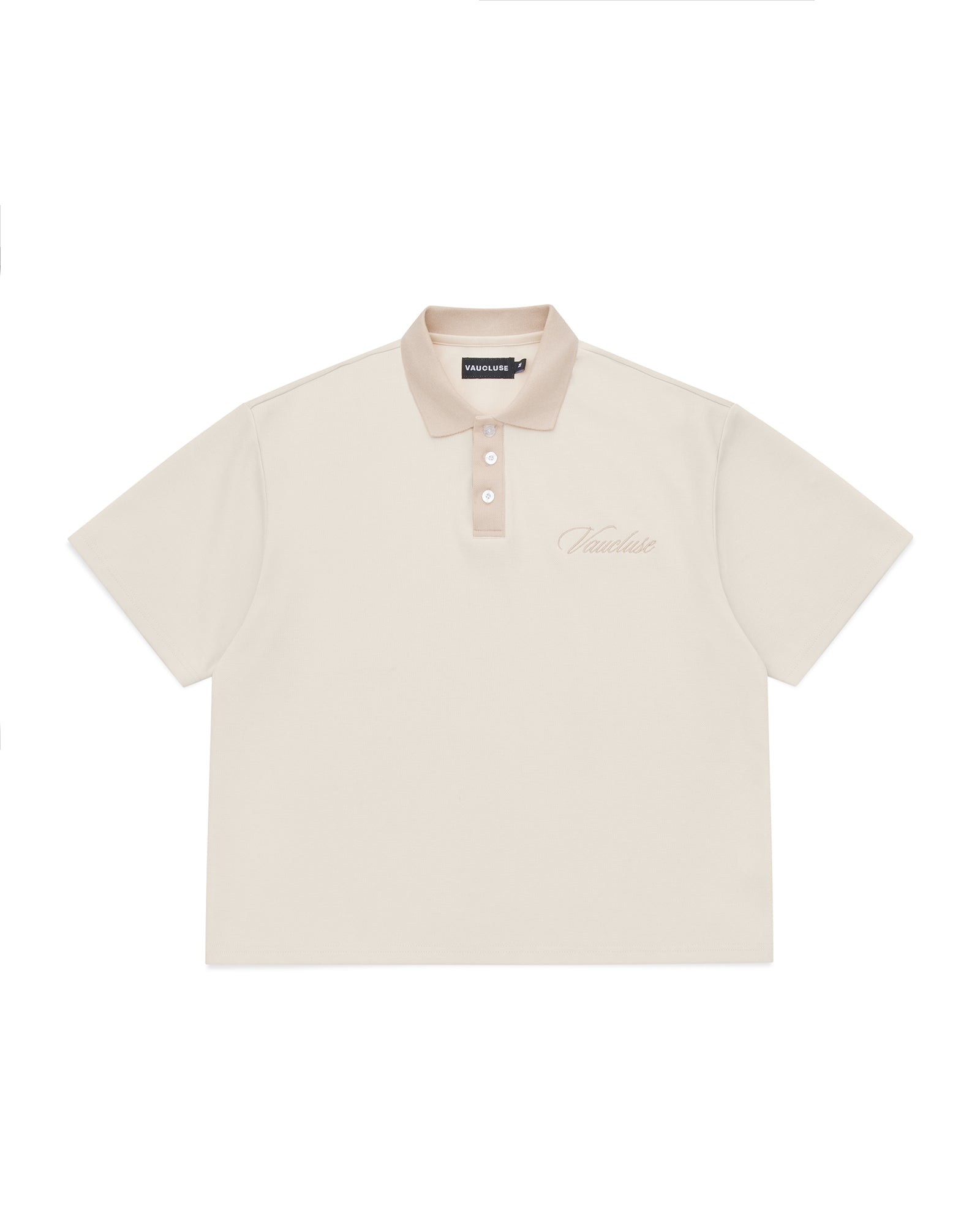 Signature Short Sleeve Two Tone Polo Shirt - Cream/Beige